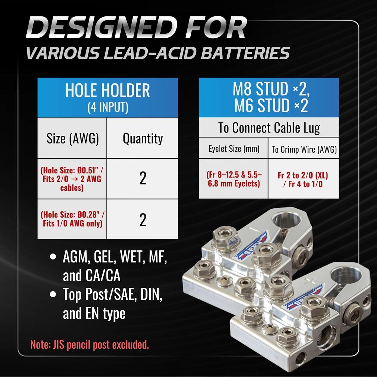 9-Way Battery Terminals — Metallic Silver